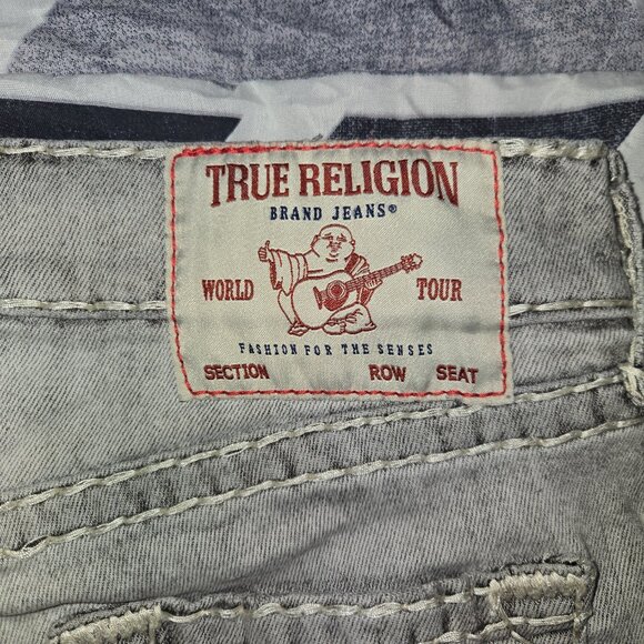 True Religion Rocco Relaxed Distressed Skinny Denim Jean Shorts - Size 31 - Picture 4 of 11